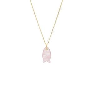 ADINA EDEN Pink Quartz Fish Pendant Necklace